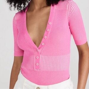 JACQUEMUS Le Splash Yauco Ribbed Plunging V-Neck Bodysuit FR 36